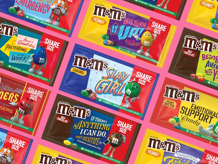 Here's where to buy M&M Message packs for 2021 that feature Spotify playlists and sayings.