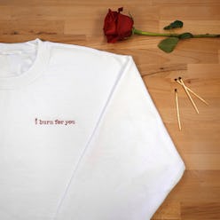 The 'I Burn For You' Crewneck from the Phenomenal x Bridgerton collaboration.