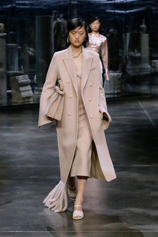 Model walks in Fendi's Fall/Winter 2021 runway show on Feb. 24, 2021.