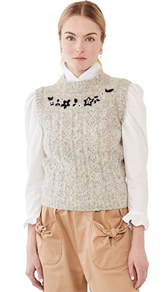Batsheva Embroidered Knit Vest
