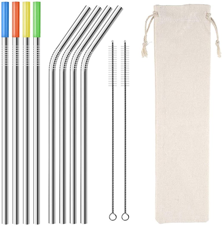 Homemo Metal Stainless Steel Straws Drinking Straws (8-Pack)