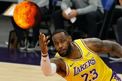 LeBron James passing Mars instead of passing a basketball