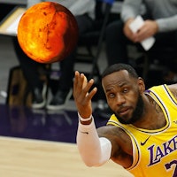 LeBron James passing Mars instead of passing a basketball