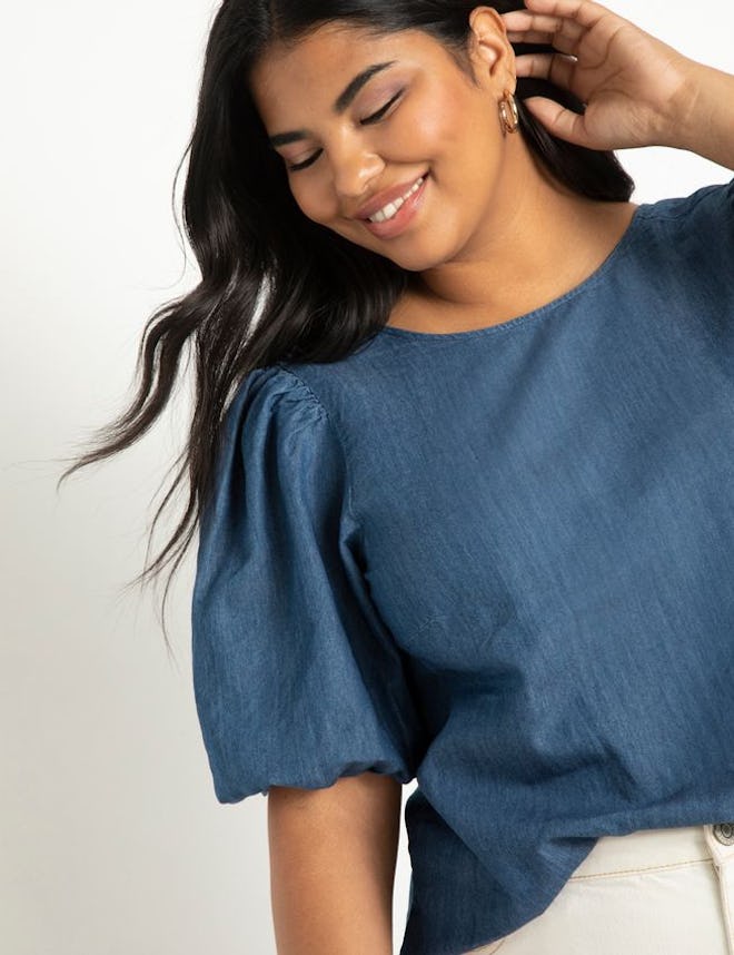 Denim Puff Sleeve Top