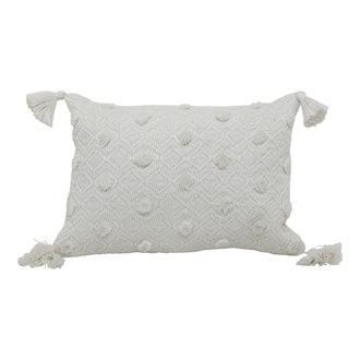 Ivory Woven Outdoor Toss Pillow