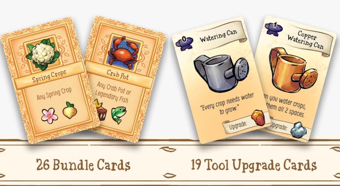 Cards for Stardew Valley. They show different kinds of crop and good alongside tools like a watering...