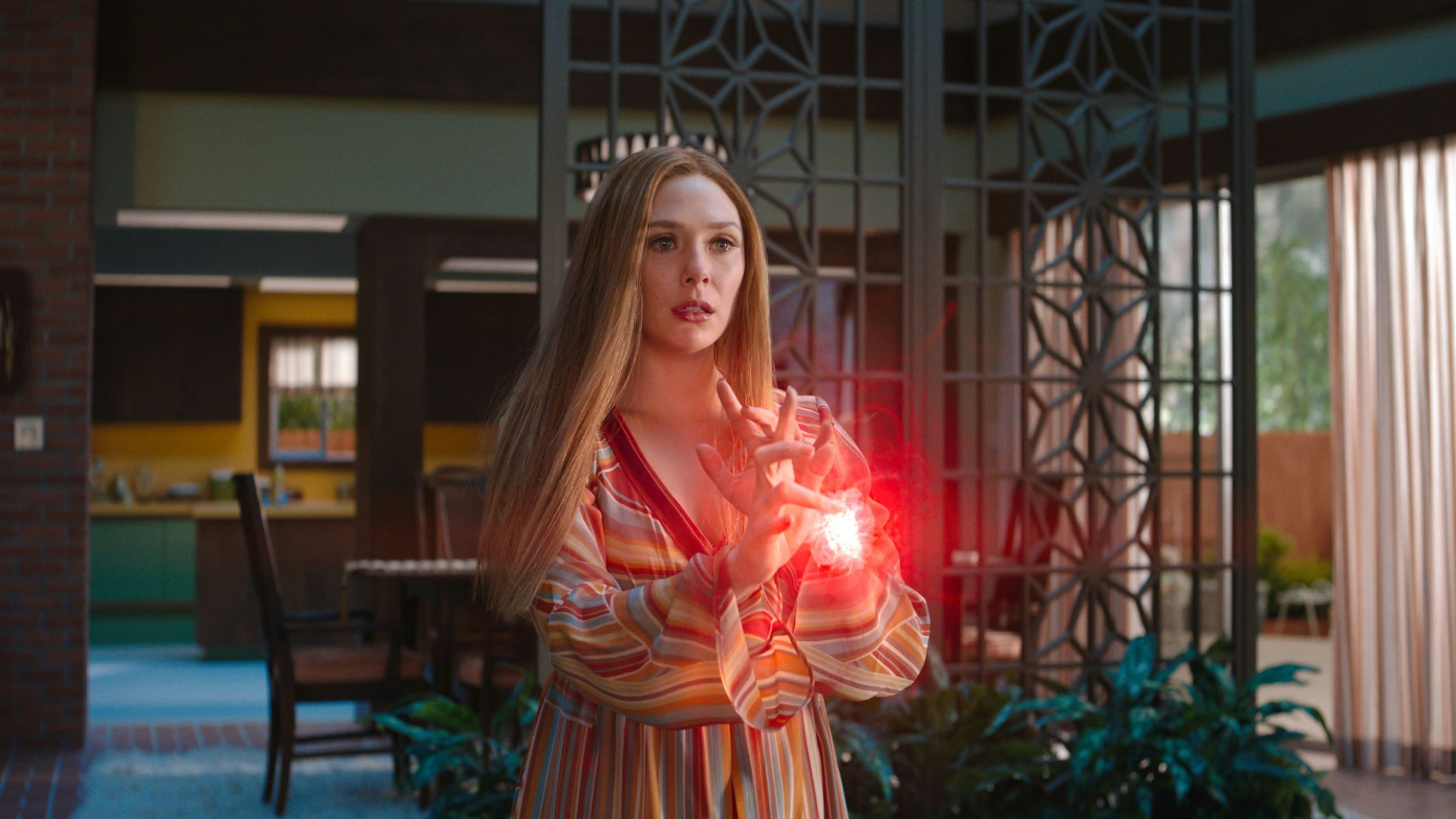 Elizabeth Olsen in a WandaVision scene