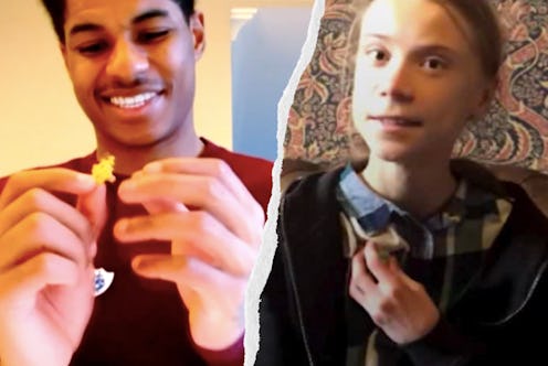 Marcus Rashford & Greta Thunberg receiving their gold Blue Peter Badges
