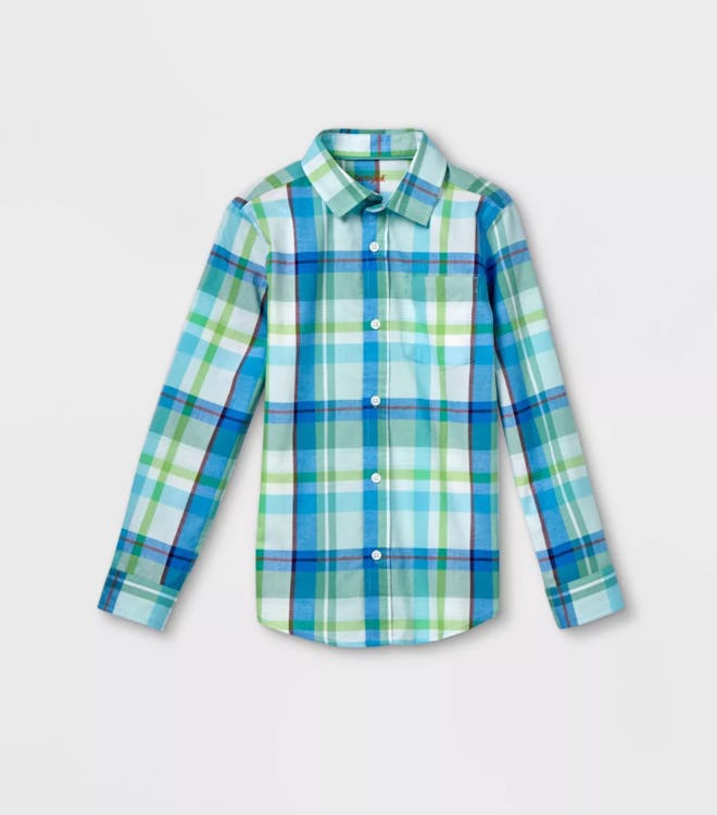 Cat & Jack Boys' Woven Long Sleeve Button-Down Shirt