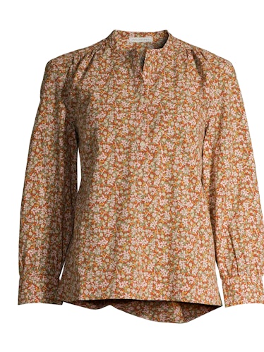 Shirred Button-Down Shirt