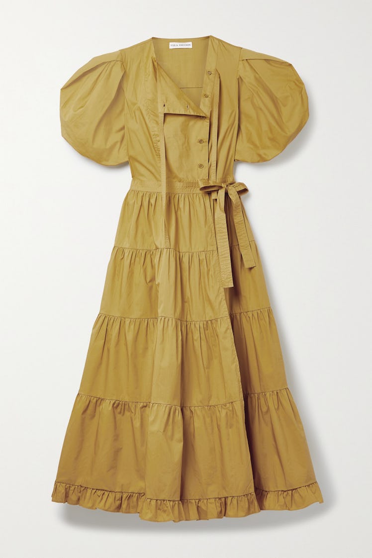 Agathe Tiered Cotton-Poplin Wrap Midi Dress