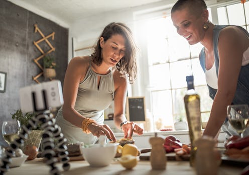 Two women doing a virtual cookalong