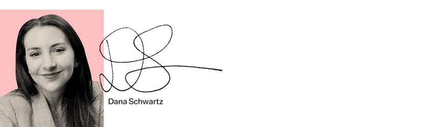 Dana Schwartz and her signature sign