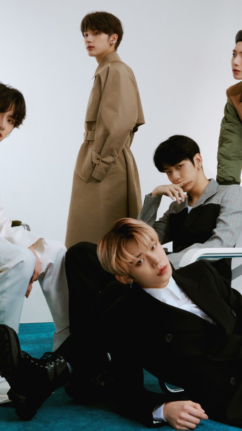 K-pop band TOMORROW X TOGETHER pose for the cover of Elite Daily.