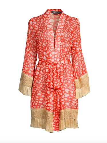 Spotted Fringe-Trim Robe