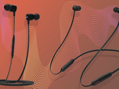 Two pieces of black tangle-free earbuds 