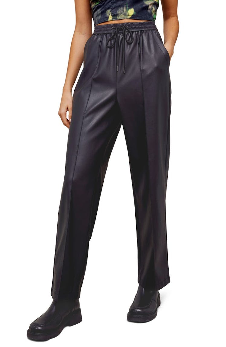 TopShop Faux Leather Straight Leg Trousers
