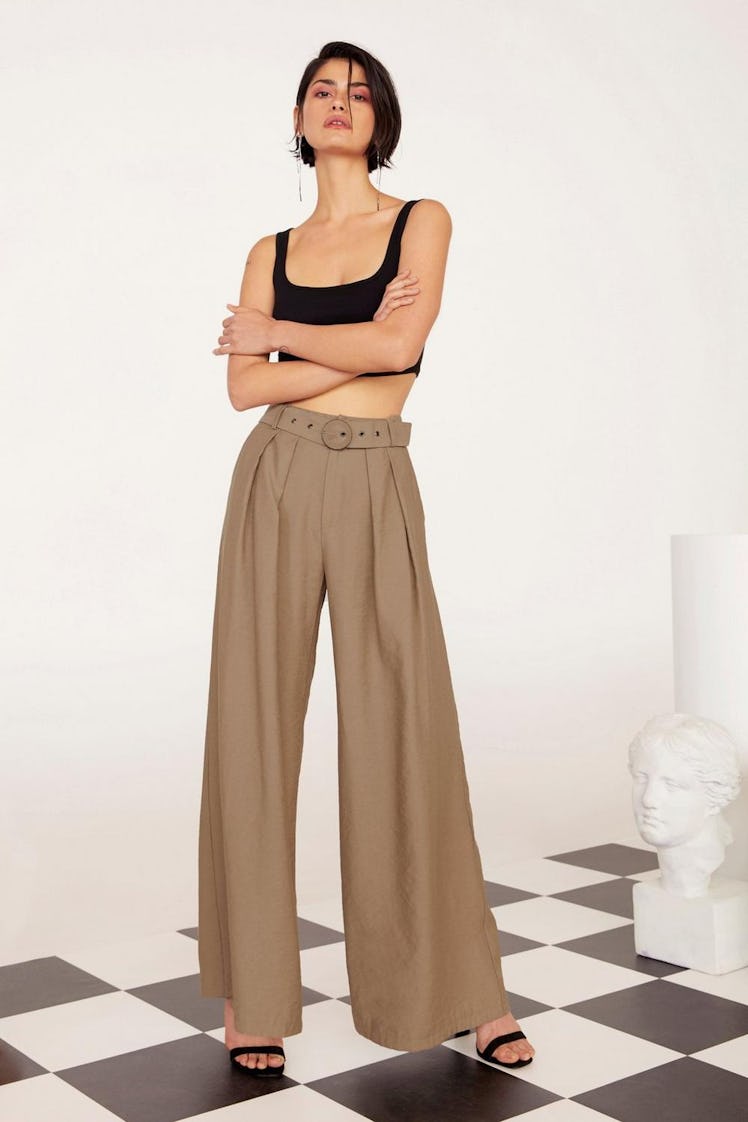Nasty Gal Business As Usual Wide-Leg Belted Pants
