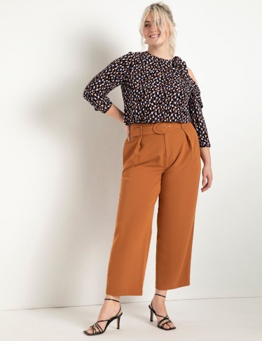 ELOQUII Pleat Front Trouser With Belt