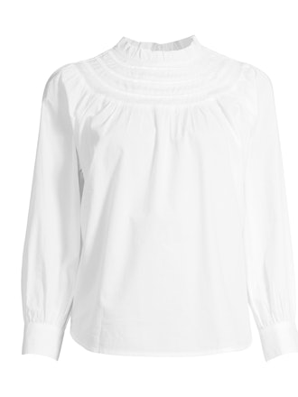 Ruffle Mock Neck Top with Long Sleeves