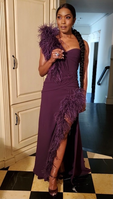 Angela Bassett in a purple Dolce & Gabbana dress at the Golden Globes 2021