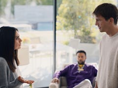Ashton Kutcher sings with Shaggy in his new Cheetos Super Bowl commercial with Mila Kunis. 