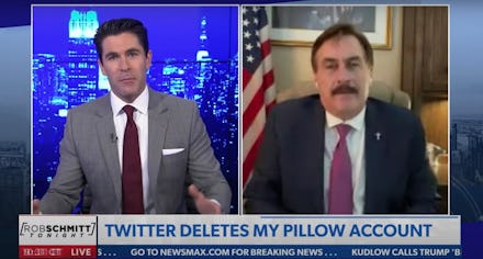 Newsmax host Rob Schmitt interviews MyPillow CEO Mike Lindell