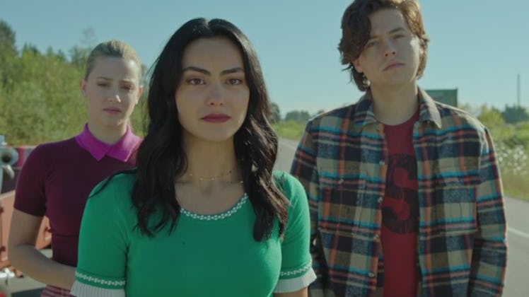 Betty, Veronica, and Jughead watch as Archie joins the Army in 'Riverdale'