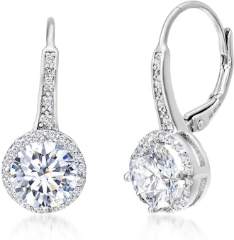 MIA SARINE Sterling Silver Cubic Zirconia Halo Dangle Earrings