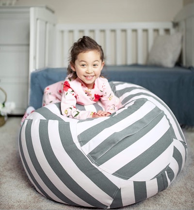 WEKAPO Stuffed Animal Storage Bean Bag Chair Cover for Kids