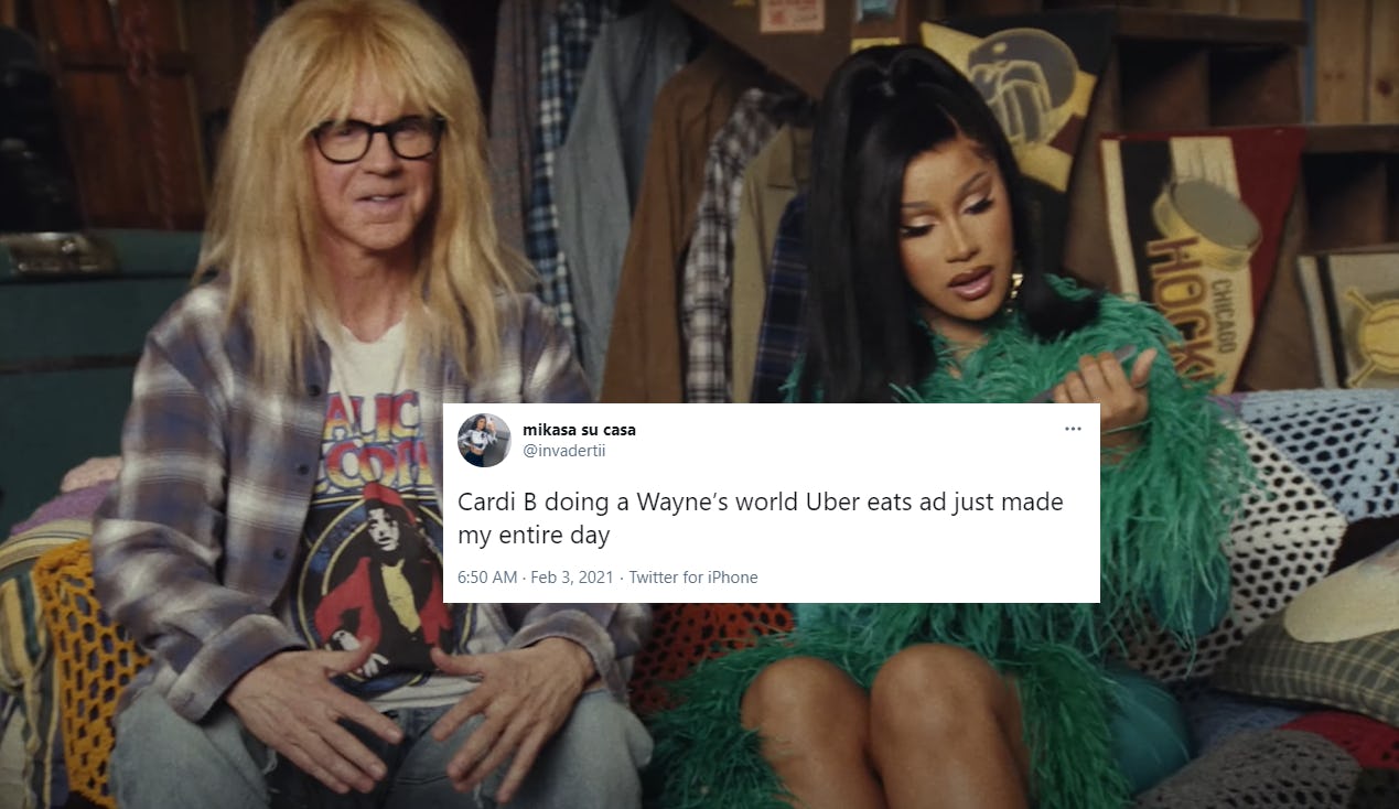 These Tweets About Cardi B In Uber Eats' Super Bowl Ad Hype Her 'Wayne ...