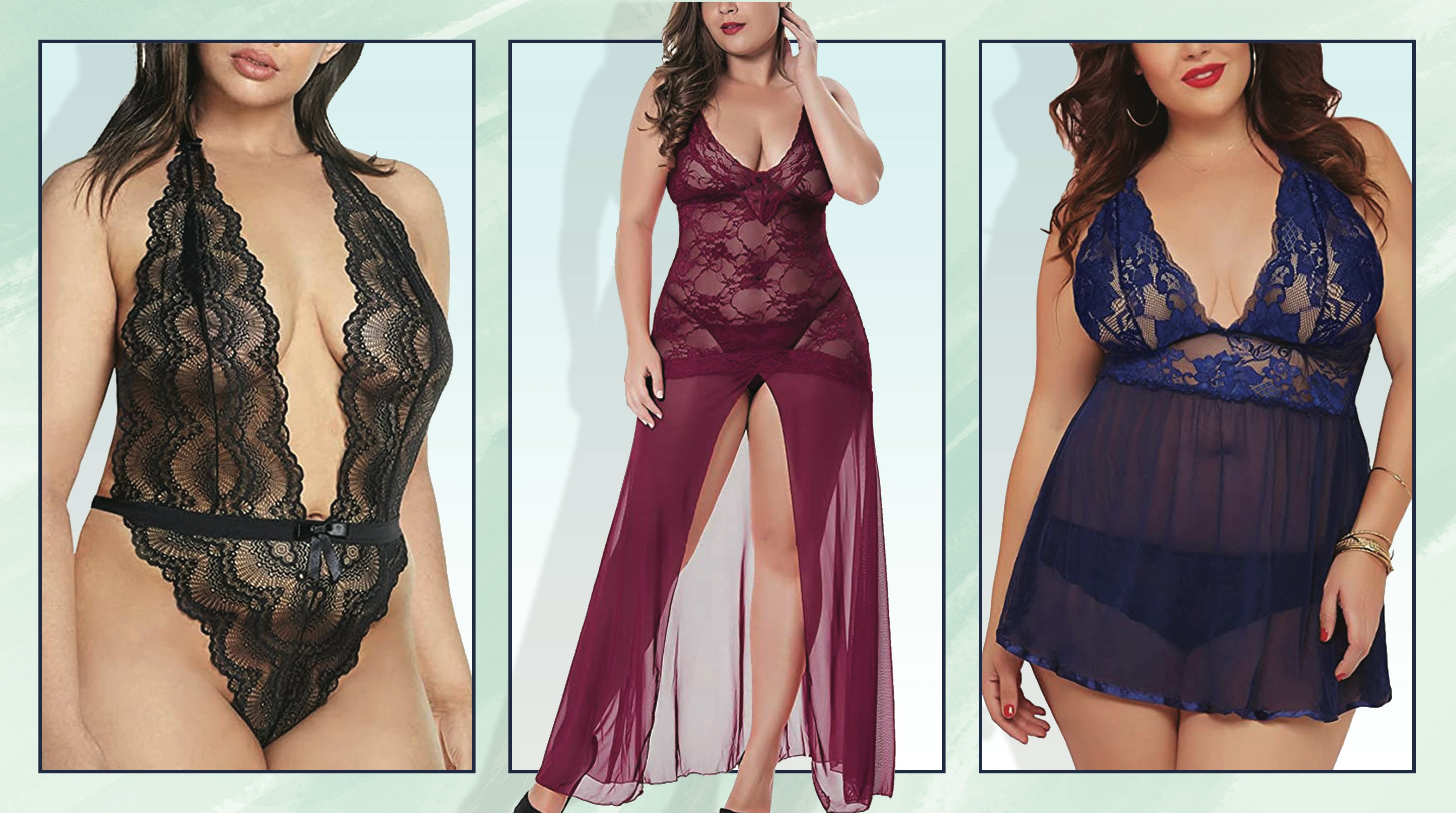 Satin Slip Dress Lingerie Sexy Silk Lingerie Set Plus Size
