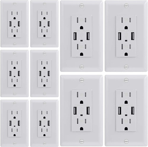 Dependable Direct USB Charger Power Outlets (10-Pack)