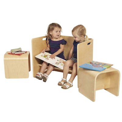 ECR4Kids Natural Bentwood Multipurpose Kids Wooden Chair Set