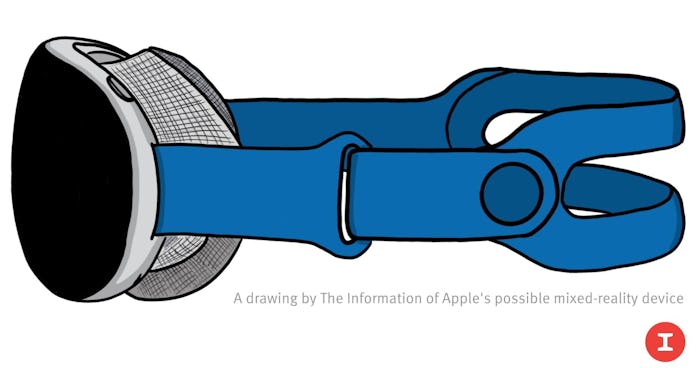 An illustration of Apple's AR/VR mixed reality headset based on late-stage prototype images seen by ...