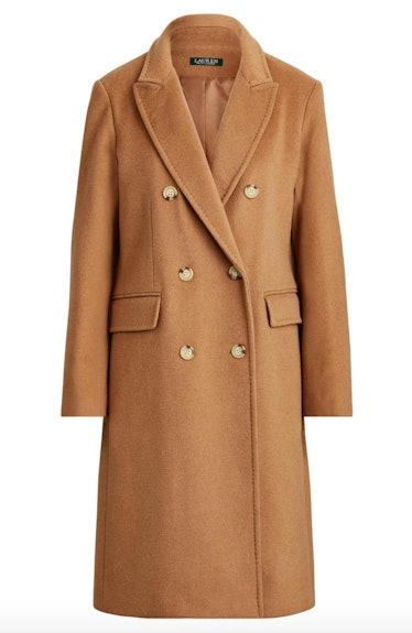 Double Breasted Wool Blend Coat 