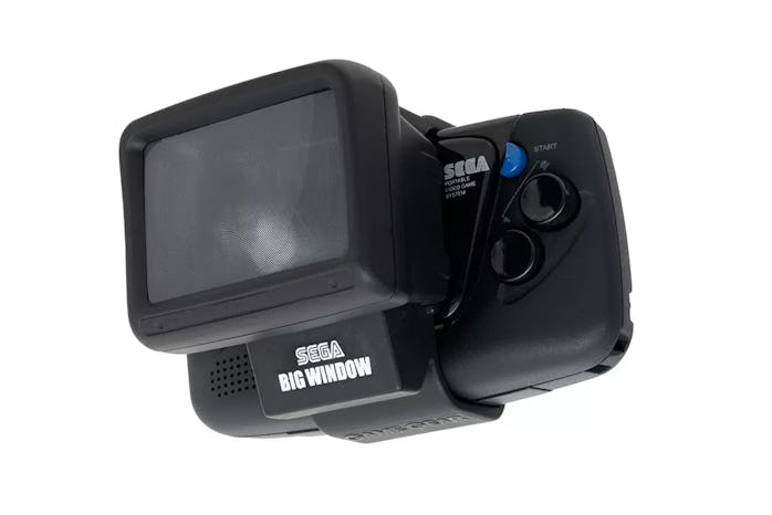Sega's Game Gear Micro retro handheld with a Big Window magnifying attachment.
