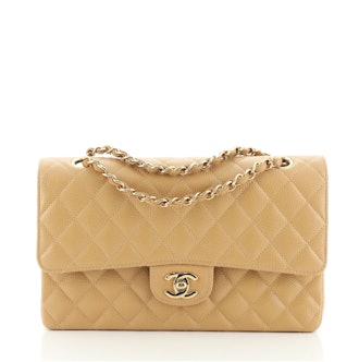 Chanel Vintage Classic Double Flap Bag Quilted Caviar Medium