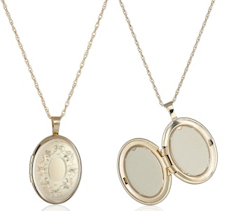Amazon Collection 14K Gold-Filled Hand-Engraved Locket Necklace