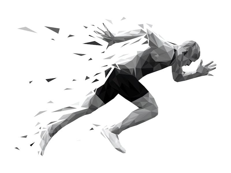 silhouette running man sprinter explosive start