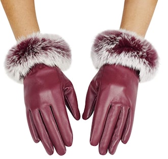 Lovful Faux Leather Fur Cuff Gloves