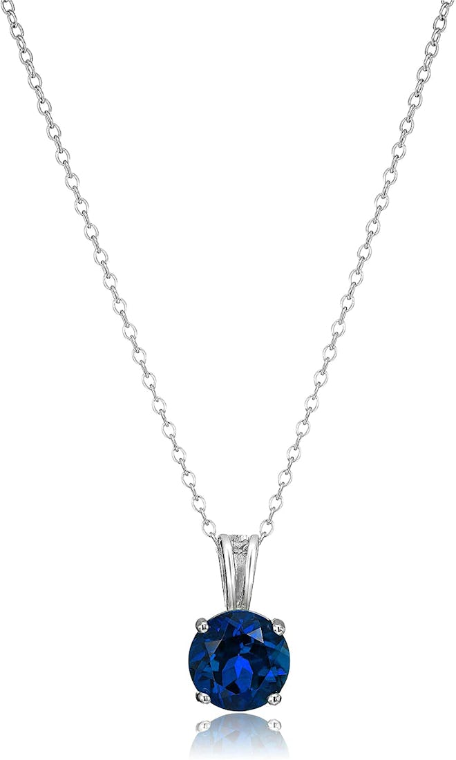 Amazon Essentials Sterling Silver Birthstone Pendant Necklace