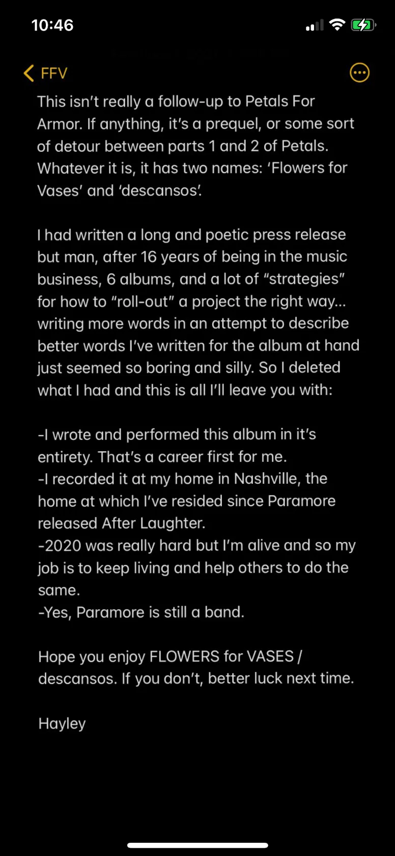 Hayley Williams Announces Second Solo Album 'Flowers For Vases / Descansos'