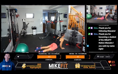 MikeFIT403 offers bodyweight and resistance training sessions on Twitch.