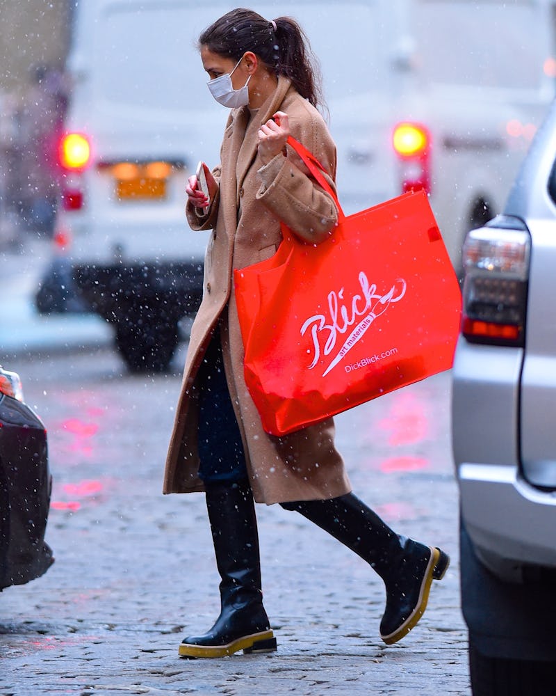 Katie Holmes is seen in NoHo on December 16, 2020 in New York City. 