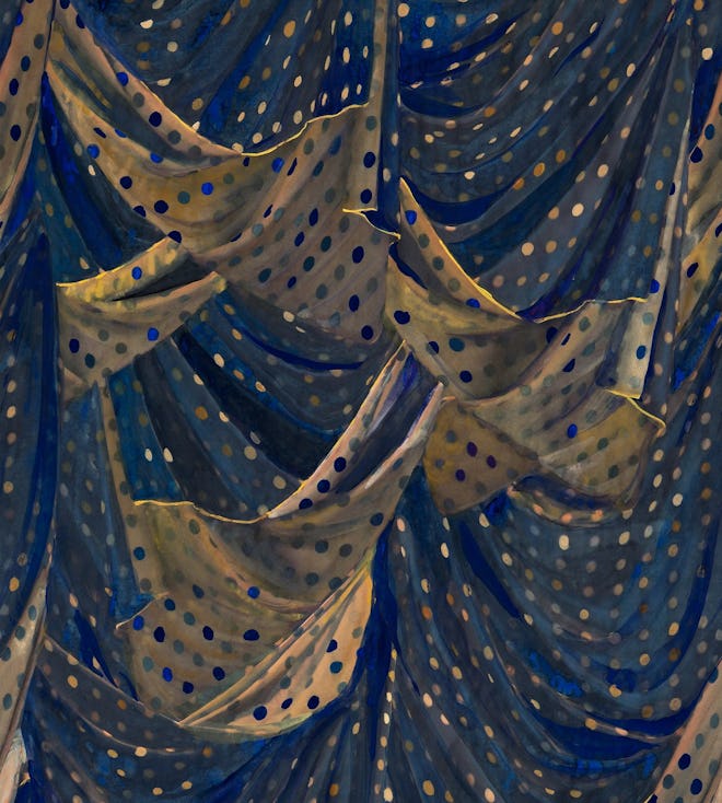 Nero Dot Blue and Gold Wallpaper - Sample