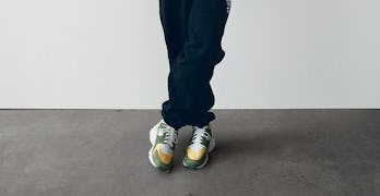 Green and yellow sneakers