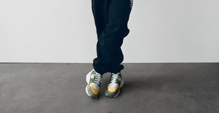 Green and yellow sneakers
