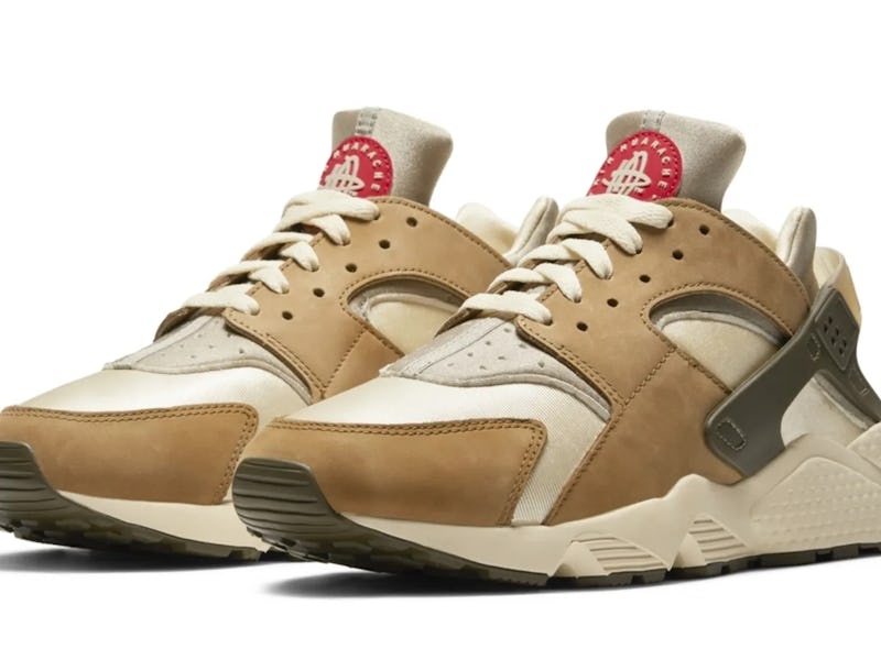 Red and brown sneakers