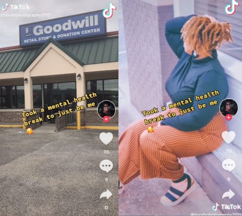 A screenshot of a TikTok user who went thrifting for mental health purposes.